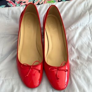 J Crew red patent leather heels